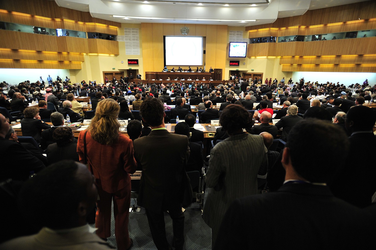 Large professional meeting room equipped with integrated audio-visual systems
